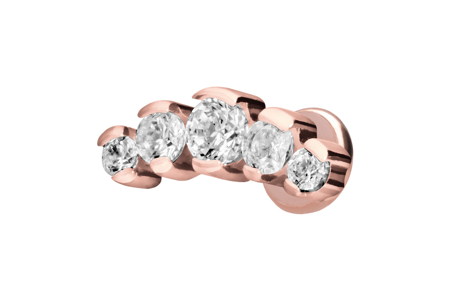 Titan Labret Piercing mit Push Fit 5 EINGEFASSTE KRISTALLE